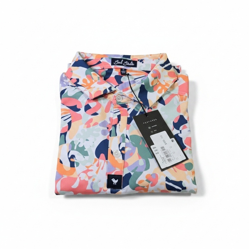 NWT Bad Birdie Polo Shirt M Colorful Abstract Pattern - Picture 2 of 9